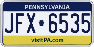 PA license plate JFX6535