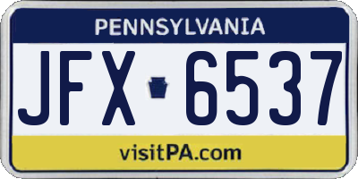 PA license plate JFX6537