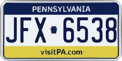 PA license plate JFX6538