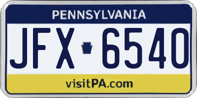 PA license plate JFX6540