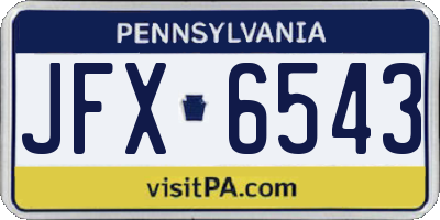 PA license plate JFX6543