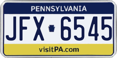 PA license plate JFX6545