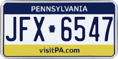 PA license plate JFX6547