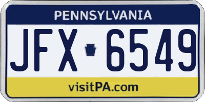 PA license plate JFX6549