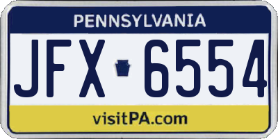 PA license plate JFX6554