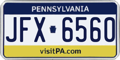 PA license plate JFX6560