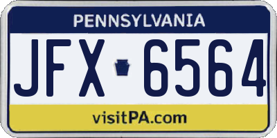PA license plate JFX6564