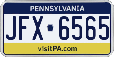 PA license plate JFX6565