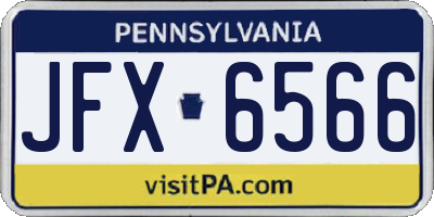 PA license plate JFX6566