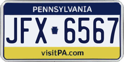 PA license plate JFX6567