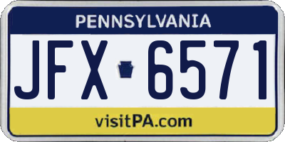 PA license plate JFX6571