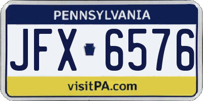 PA license plate JFX6576