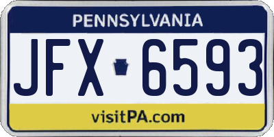 PA license plate JFX6593