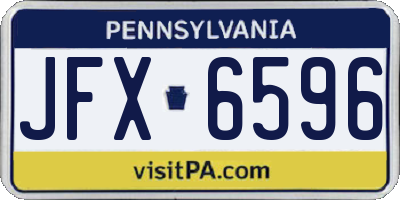 PA license plate JFX6596