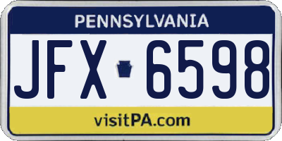 PA license plate JFX6598
