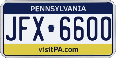 PA license plate JFX6600