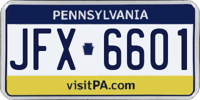 PA license plate JFX6601