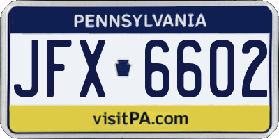 PA license plate JFX6602