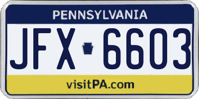 PA license plate JFX6603