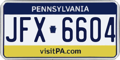 PA license plate JFX6604