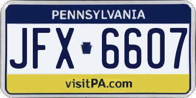 PA license plate JFX6607