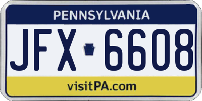 PA license plate JFX6608