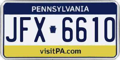 PA license plate JFX6610