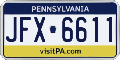 PA license plate JFX6611