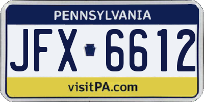 PA license plate JFX6612