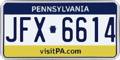 PA license plate JFX6614