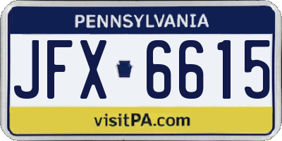 PA license plate JFX6615