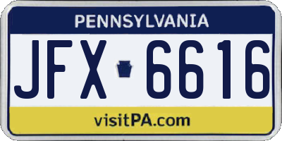 PA license plate JFX6616