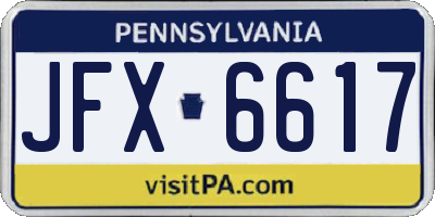 PA license plate JFX6617