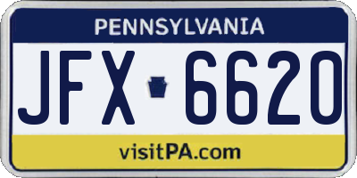 PA license plate JFX6620