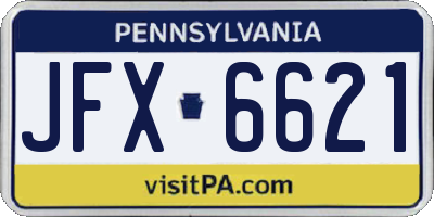 PA license plate JFX6621