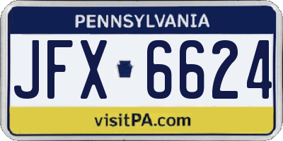 PA license plate JFX6624