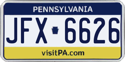 PA license plate JFX6626