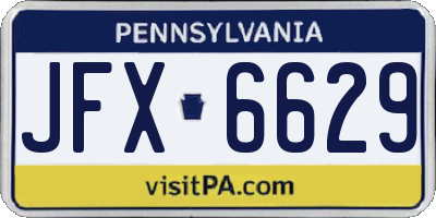 PA license plate JFX6629