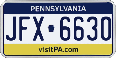 PA license plate JFX6630