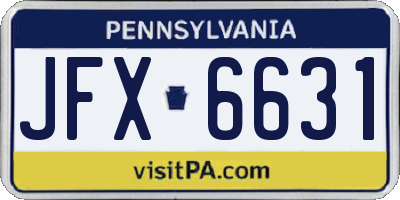 PA license plate JFX6631