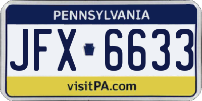 PA license plate JFX6633