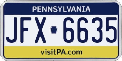PA license plate JFX6635