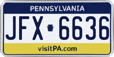 PA license plate JFX6636