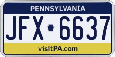 PA license plate JFX6637