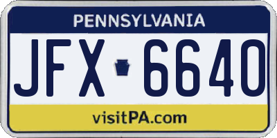 PA license plate JFX6640