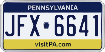 PA license plate JFX6641