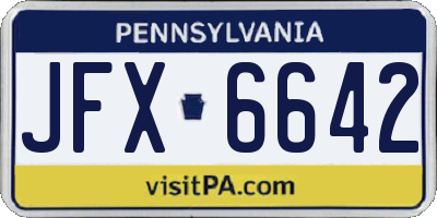 PA license plate JFX6642