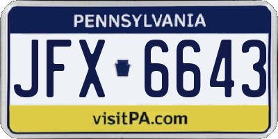 PA license plate JFX6643
