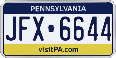 PA license plate JFX6644