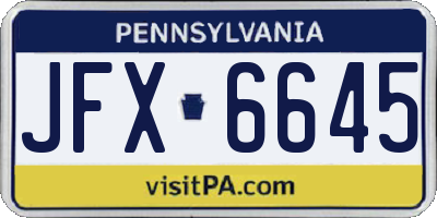PA license plate JFX6645
